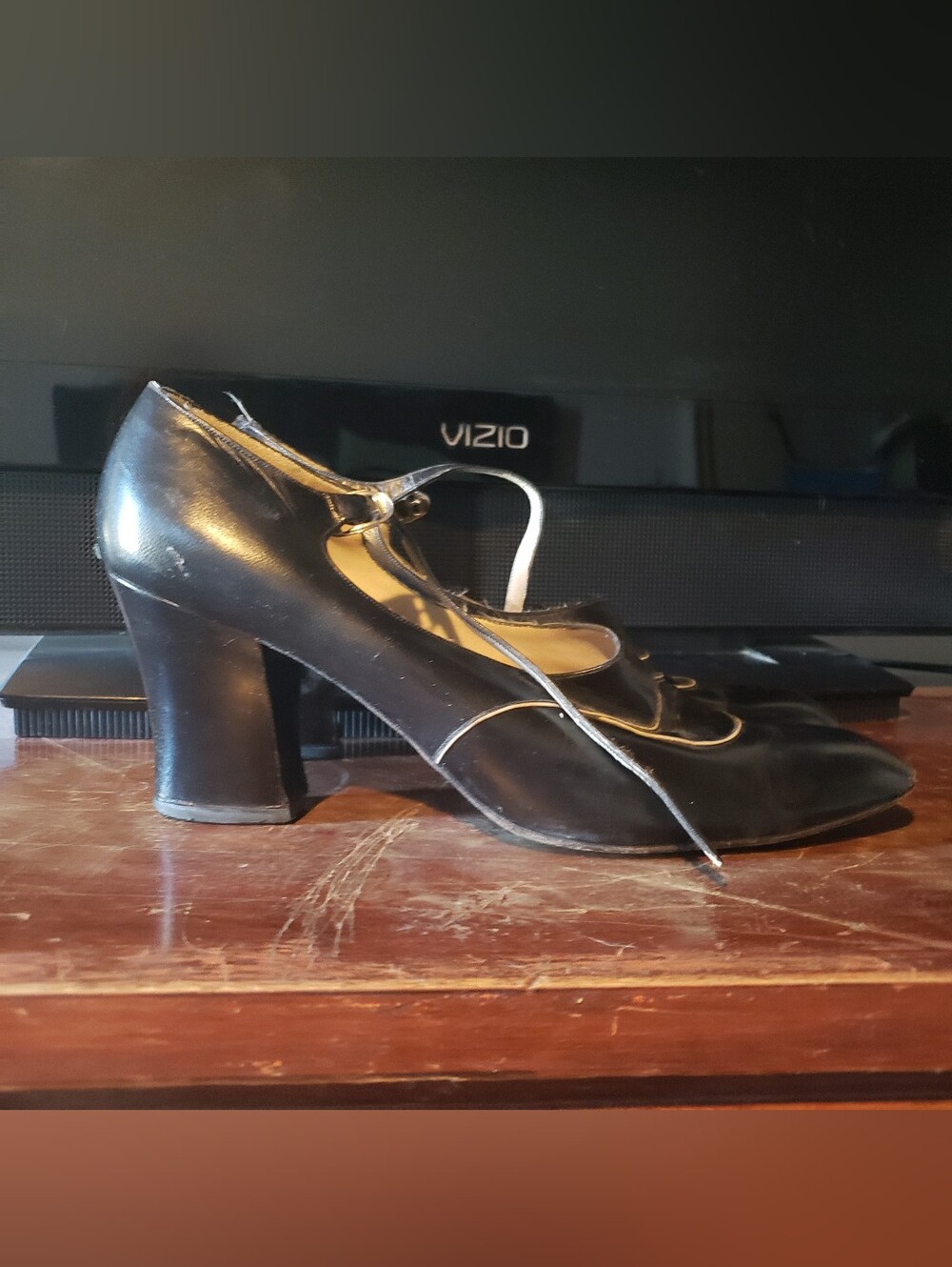 Vintage Francisco Gonzalez Black Leather Mary Jane Heels Sz 9 Made in Spain - Picture 3 of 6
